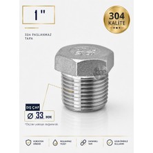 Paslanmaz Tapa | Dış Dişli | Gıdaya Uygun | Krom Çelik Sızdırmaz Boru Tıpası