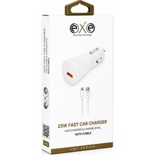 Exe Technology Exe 25W Hızlı Araç Şarj Adaptörü Lightning Uyumlu Kablo Dahil
