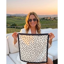 Dipol Butik Puantiye Desenli Saten Bandana Fular 50X50 cm
