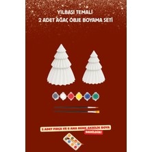 Otaera Yılbaşı Temalı Obje Boyama Seti, 2 Ağaç Figür, Kendin Yap Dıy , Boya Etkinlik, Fırça & Boya Dahil
