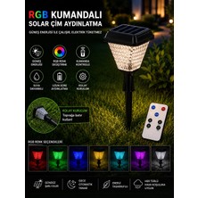 Kialed Rgb Kumandalı Solar Bahçe Aydınlatması Çim Lambası Güneş Enerjili IP65 Su Geçirmez Dekoratif Bahçe Armatürü