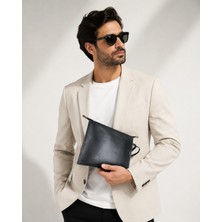 Plush Studio İstanbul Noir Case Hakiki Deri Erkek Clutch El Çantası Siyah