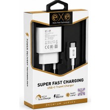 Exe Technology Exe 25W Pd Süper Hızlı Şarj Seti Usb-C Type-C Kablolu Beyaz