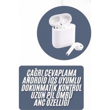 MiraLive 2025 Model Çağrı Cevaplayabilen Bluetooth Kulaklık Beyaz Dokunmatik Kontrol