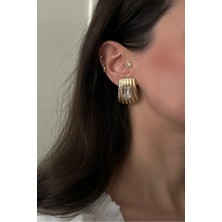 OkkoStore Kristal Taş Görünümlü Çizgili Küpe
