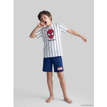 LC Waikiki Lcw Kids Beyaz Spider-Man Baskılı Erkek Çocuk Şortlu Şortlu Pijama Takımı