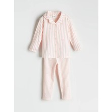 LC Waikiki Lcw Kids Ekru Kurdele Detaylı Kız Çocuk Pijama Takımı