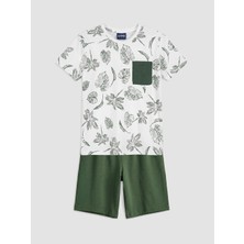 LC Waikiki Lcw Kids Yeşil Bisiklet Yaka Erkek Çocuk Şortlu Pijama Takımı