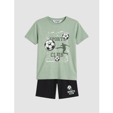 LC Waikiki Lcw Kids Yeşil Baskılı Erkek Çocuk Şortlu Pijama Takımı