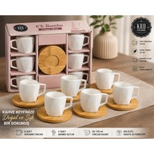Krd Home 6'lı Bambu Altlıklı Porselen Kahve Fincanı Takımı