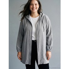 LC Waikiki Lc Waıkıkı Gri Kapüşonlu Oversize Kadın Tunik