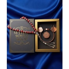 Seyhan Soylu Shop - Özel Tasarım Kitap Kutulu Kadın Bakır Takı Seti ve Tesbih Kombini - Kolye Küpe Bileklik Yüzük 5 Parça Otantik Şık Hediyelik - Doğum Günü Yıl Dönümü Anneler Günü