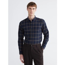 LC Waikiki Lcwaıkıkı Classic Lacivert Regular Fit Ekose Erkek Gömlek