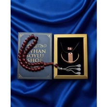 Seyhan Soylu Shop - Özel Tasarım Kitap Kutulu Kadın Bakır Takı Seti ve Tesbih Kombini - Kolye Küpe Bileklik Yüzük 5 Parça Otantik Şık Hediyelik - Doğum Günü Yıl Dönümü Anneler Günü