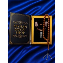 Seyhan Soylu Shop - Özel Tasarım Kitap Kutulu Kadın Bakır Takı Seti ve Tesbih Kombini - Kolye Küpe Bileklik Yüzük 5 Parça Otantik Şık Hediyelik - Doğum Günü Yıl Dönümü Anneler Günü