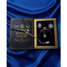 Seyhan Soylu Shop - Özel Tasarım Kitap Kutulu Kadın Bakır Takı Seti ve Tesbih Kombini - Kolye Küpe Bileklik Yüzük 5 Parça Otantik Şık Hediyelik - Doğum Günü Yıl Dönümü Anneler Günü