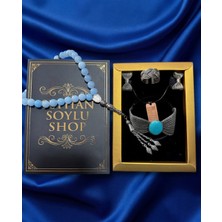 Seyhan Soylu Shop - Luxury Seri Kitap Kutulu Kadın Takı Seti ve Tesbih Kombin - Kolye Küpe Yüzük Bileklik Ekstra Boncuk Bileklik 6 Parça Hediyelik - Doğum Günü Yıl Dönümü Sevgililer Günü