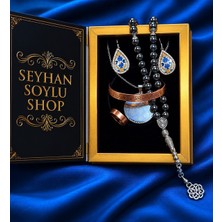 Seyhan Soylu Shop - Özel Tasarım Kitap Kutulu Kadın Bakır Takı Seti ve Tesbih Kombini - Kolye Küpe Bileklik Yüzük 5 Parça Otantik Şık Hediyelik - Doğum Günü Yıl Dönümü Anneler Günü