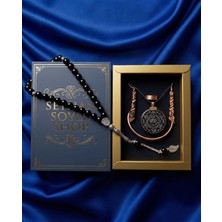 Seyhan Soylu Shop - Özel Tasarım Kitap Kutulu Kadın Bakır Takı Seti ve Tesbih Kombini - Kolye Küpe Bileklik Yüzük 5 Parça Otantik Şık Hediyelik - Doğum Günü Yıl Dönümü Anneler Günü