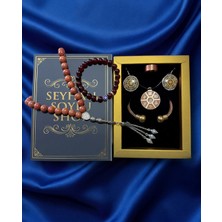 Seyhan Soylu Shop - Luxury Seri Kitap Kutulu Kadın Takı Seti ve Tesbih Kombin - Kolye Küpe Yüzük Bileklik Ekstra Boncuk Bileklik 6 Parça Hediyelik - Doğum Günü Yıl Dönümü Sevgililer Günü