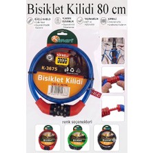 Artlantis Şifreli Bisiklet Kilidi 80 cm 1 Adet K-3675 Çelik Halat Plastik Kaplamalı Bisiklet Kiliti Scooter Kapı Şifreli Kilit