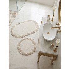 My Evilla Çeyizlik Güpürlü Dantelli Banyo Paspas Takımı Kaymaz Taban 2'li Set 60X100 50X60