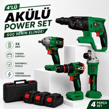 Badem10 Akülü Profesyonel 4'lü Takım Seti Vidalama Hilti Darbeli Matkap Taşlama Somun Sıkma Makinesi Seti