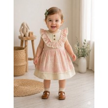 Moes Baby Kız Bebek Müslin Nakışlı %100 Pamuk Elbise