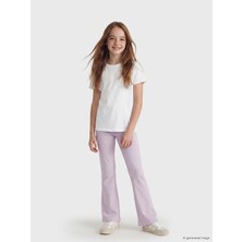 LC Waikiki Lcw Kids Lila Beli Lastikli Kız Çocuk Ispanyol Paça Tayt