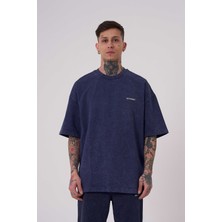 Machinist Clothing Erkek Yıkamalı Basic Oversize Tişört Gece Mavisi