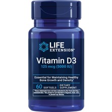 Life Extension Vitamin D3 125 Mcg ( 5000 Iu) Bone Health, Brain Performance, Immune System Support, 60 Kapsül