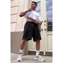 Vladivosto Diz Hizasında Unisex Oversize Baggy Kapri Şort