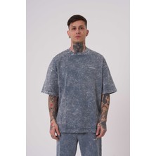 Machinist Clothing Erkek Yıkamalı Basic Oversize Tişört Gri Efektli