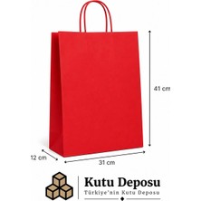 Kutu Deposu 31X41X12 cm Kraft Kırmızı Poşet (25 Adet)