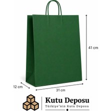 Kutu Deposu 31X41X12 cm Kraft Yeşil Poşet (25 Adet)