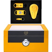Myon Paris Myon Camlı Sedir Humidor Puro Kutusu Lake Sarı 60's 4'lü Puro Aksesuar Seti