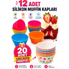 CKM Silikon 12’li Silikon Muffin Kalıbı Seti + 20 Adet Kağıt Muffin Hediyeli | Fırına ve Dondurucuya Uygun
