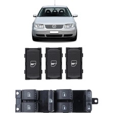 CME PARTS Vw Volkswagen Bora 1999-2005 Uyumlu Cam Açma Düğme Takımı Siyah 1 Adet Dörtlü 3 Adet Tekli
