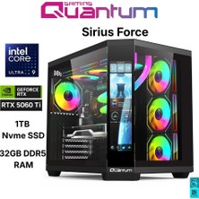 Quantum Gaming Sirius Force Ultra 9 285K 32GB Ddr5 1tb Nvme RTX5060TI 16GB 240MM Sıvı Soğutmalı Gaming Desktop