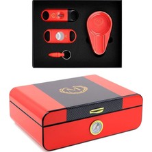 Myon Paris Racing Edition Karbon Dizayn Humidor Puro Kutusu Kırmızı 40's 4'lü Puro Aksesuar Seti