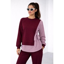 Ded Collection Kadın Yuvarlak Yaka Yandan Bağlamalı Gömlek Detaylı Modal Takım