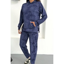 Ded Collection Kadın Batik Desenli Kapüşonlu Kanguru Cepli Çıt Çıt Detaylı Modal Takım