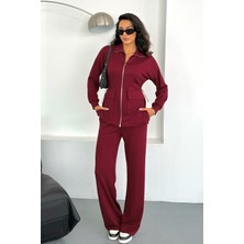 Ded Collection Kadın Bel Büzgü Detaylı Büyük Kapaklı Cepli Uzun Fermuarlı Üst Alt Modal Takım