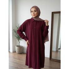 Miostil Arka A Pile Uzun Tunik-Bordo