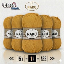 Nako Calico- 01380 Oksit Sarı- 5'li Paket - 100GR/240M - El Örgü Ipi - Amigurimi-Hırka- Kazak- Şal-Bebek Ipi