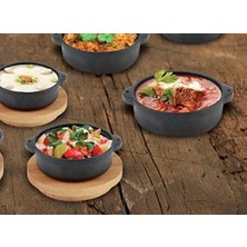 Gndz Store Lava,pişirme Kabı, Lv Eco Gv 11 K4, Yuvarlak Güveç, Ahşap Altlık, Çap 11 Cm, Dökme Demir, Siyah