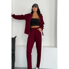 Ded Collection Kadın Yakalı Şerit Detaylı Fermuarlı Rahat Modal Eşofman Takım