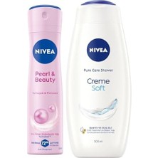Gndz Store Creme Soft Kremsi Dokunuş Banyo ve Duş Jeli 500 ml + Kadın Sprey Deodorant Pearl&beauty 150 ml