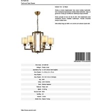 Gndz Store AV-60190-6E Eskitme Kaplama Modern Avize E27 Metal Cam 70CM