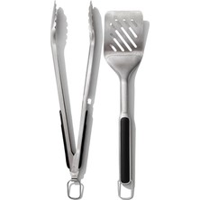 Gndz Store Oxo Spatula ve Maşa Seti - Bulaşık Makinesinde Yıkanabilir Barbekü Maşası Seti Paslanmaz Çelik Et Spatulalı - 41 cm ve 47,5 cm